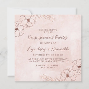 Blush Pink Rose Gold Foil Square Engagement Party Invitation