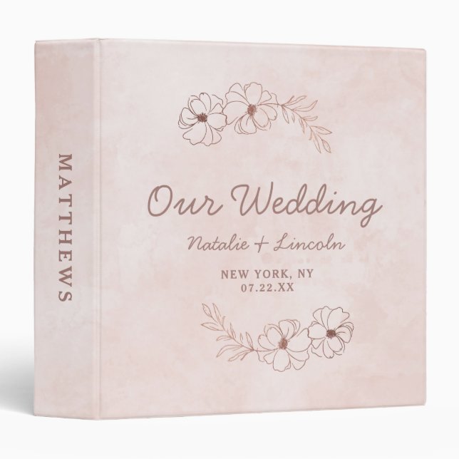 Blush Pink & Rose Gold Foil Wedding Photo Album Binder (Front/Spine)