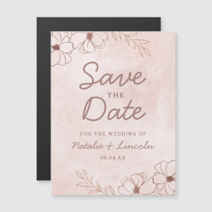 Blush Pink & Rose Gold Foil Wedding Save the Date Magnetic Invitation