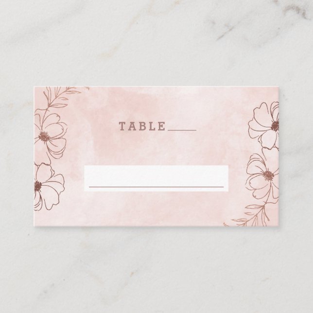 Blush Pink & Rose Gold Foil Wedding Table Number Place Card (Front)