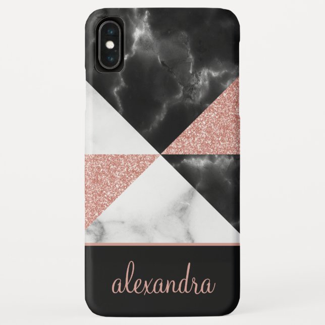 Blush Pink - Rose Gold Geometric Marble Luxury Case-Mate iPhone Case (Back)