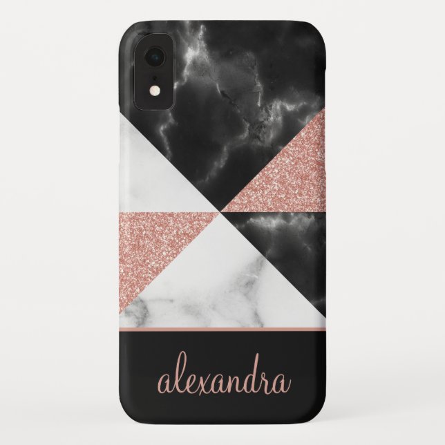 Blush Pink - Rose Gold Geometric Marble Luxury Case-Mate iPhone Case (Back)
