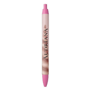 Blush Pink Rose Gold Glam Unicorn Personalized Black Ink Pen