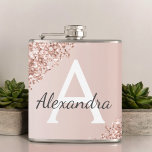 Blush Pink Rose Gold Glitter and Sparkle Monogram Hip Flask<br><div class="desc">Blush Pink Rose Gold Faux Ombre Glitter Sparkle and Metallic Foil Elegant Monogram Flask. This Flask can be customized to include your initial and first name. The Pink Rose Gold Flask is perfect for a 21st,  30th,  40th,  50,  60th birthday,  wedding,  bridal shower or bachelorette party celebration.</div>