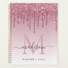 Blush Pink Rose Gold Glitter Drips Girly Monogram