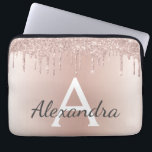 Blush Pink Rose Gold Glitter Drips Monogram Laptop Sleeve<br><div class="desc">Blush Pink Rose Gold Metallic Dripping Glitter and Sparkle Modern and Elegant Monogram Case. This case can be customized to include your initial and first name and makes a great girly Christmas or Sweet 16 Birthday gift.</div>