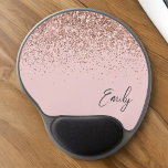 Blush Pink Rose Gold Glitter Girly Name Gel Mouse Pad<br><div class="desc">Rose Gold - Blush Pink Sparkle Glitter Monogram Name and Initial Mousepad (Mouse Pad). This makes the perfect sweet 16 birthday,  wedding,  bridal shower,  anniversary,  baby shower or bachelorette party gift for someone that loves glam luxury and chic styles.</div>