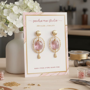 Blush Pink Rose Gold Glitter Jewellery Display Car Business Card
