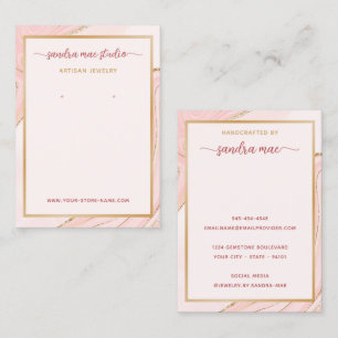 Blush Pink Rose Gold Glitter Jewellery Display Car Business Card