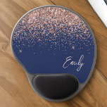 Blush Pink Rose Gold Glitter Navy Blue Name Gel Mouse Pad<br><div class="desc">Navy Blue and Terracotta Sparkle Glitter Monogram Name and Initial Mousepad (Mouse Pad). This makes the perfect sweet 16 birthday,  wedding,  bridal shower,  anniversary,  baby shower or bachelorette party gift for someone that loves glam luxury and chic styles.</div>