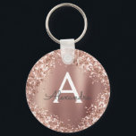 Blush Pink Rose Gold Glitter Sparkle Monogram Keychain<br><div class="desc">Blush Pink - Rose Gold Faux Glitter Sparkle Stainless Steel Metallic Elegant Keychain. These Keychains can be customized to include your initial and first name. These key chains make great birthday,  bridal shower or bachelorette party favours.</div>