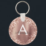 Blush Pink Rose Gold Glitter Sparkle Monogram Keychain<br><div class="desc">Blush Pink - Rose Gold Faux Glitter Sparkle Stainless Steel Metallic Elegant Keychain. These Keychains can be customized to include your initial and first name. These key chains make great birthday,  bridal shower or bachelorette party favours.</div>