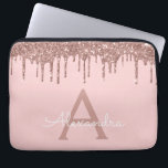 Blush Pink Rose Gold Glitter Sparkle Monogram Laptop Sleeve<br><div class="desc">Blush Pink - Rose Gold Faux Dripping Modern and Elegant Girly Glitter and Sparkle Elegant Monogram Case. This case can be customized to include your initial and first name.</div>