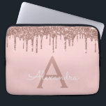 Blush Pink Rose Gold Glitter Sparkle Monogram Laptop Sleeve<br><div class="desc">Blush Pink - Rose Gold Faux Dripping Modern and Elegant Girly Glitter and Sparkle Elegant Monogram Case. This case can be customized to include your initial and first name.</div>