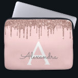 Blush Pink Rose Gold Glitter Sparkle Monogram Laptop Sleeve<br><div class="desc">Blush Pink - Rose Gold Faux Dripping Modern and Elegant Girly Glitter and Sparkle Elegant Monogram Case. This case can be customized to include your initial and first name.</div>