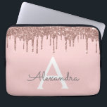 Blush Pink Rose Gold Glitter Sparkle Monogram Laptop Sleeve<br><div class="desc">Blush Pink - Rose Gold Faux Dripping Modern and Elegant Girly Glitter and Sparkle Elegant Monogram Case. This case can be customized to include your initial and first name.</div>