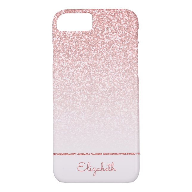 Blush Pink Rose Gold Glitter Stripe Personalized Case-Mate iPhone Case (Back)
