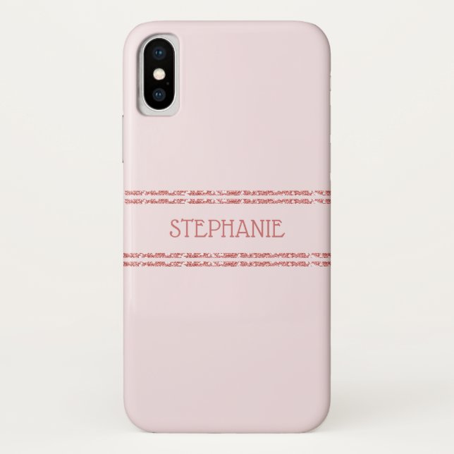 Blush Pink Rose Gold Glitter Stripes Personalized Case-Mate iPhone Case (Back)