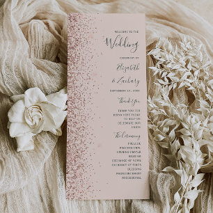 Blush Pink Rose Gold Glitter Wedding Program