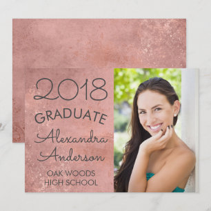 Blush Pink Rose Gold Graduation Announouncement Invitation