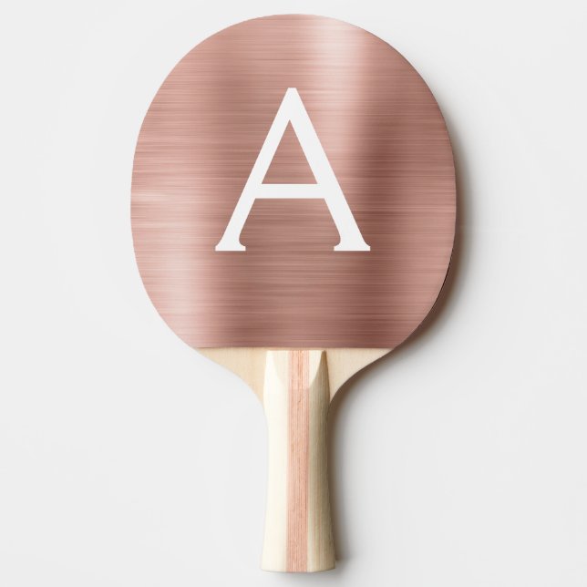 Blush Pink Rose Gold Metallic Foil Monogram Ping Pong Paddle (Front)