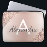 Blush Pink Rose Gold Metallic Glitter Monogram Laptop Sleeve<br><div class="desc">Blush Pink Rose Gold Metallic Glitter and Sparkle Modern and Elegant Monogram Case. This case can be customized to include your initial and first name and makes a great girly Christmas or Sweet 16 Birthday gift.</div>