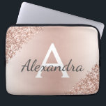 Blush Pink Rose Gold Metallic Glitter Monogram Laptop Sleeve<br><div class="desc">Blush Pink Rose Gold Metallic Glitter and Sparkle Modern and Elegant Monogram Case. This case can be customized to include your initial and first name and makes a great girly Christmas or Sweet 16 Birthday gift.</div>
