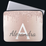 Blush Pink Rose Gold Metallic Glitter Monogram Laptop Sleeve<br><div class="desc">Blush Pink Rose Gold Metallic Dripping Glitter and Sparkle Modern and Elegant Monogram Case. This case can be customized to include your initial and first name and makes a great girly Christmas or Sweet 16 Birthday gift.</div>
