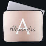 Blush Pink Rose Gold Metallic Ombre Monogram Laptop Sleeve<br><div class="desc">Blush Pink Rose Gold Metallic Modern and Elegant Monogram Case. This case can be customized to include your initial and first name and makes a great girly Christmas or Sweet 16 Birthday gift.</div>