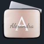 Blush Pink Rose Gold Metallic Ombre Monogram Laptop Sleeve<br><div class="desc">Blush Pink Rose Gold Metallic Modern and Elegant Monogram Case. This case can be customized to include your initial and first name and makes a great girly Christmas or Sweet 16 Birthday gift.</div>
