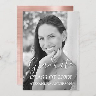 Blush Pink - Rose Gold Modern Graduation Party Invitation