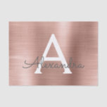 Blush Pink | Rose Gold Modern Metal Monogram Tissue Paper<br><div class="desc">Blush Pink Rose Gold Faux Modern and Elegant Gift Tissue Paper. This Faux Metallic Brushed Stainless Steel Metal gift wrapping tissue paper can be customized to include your initial and first name for a gift package for a Girl's Baby Shower, Bridal Shower, Bachelorette Party or Girl's Birthday Party.</div>