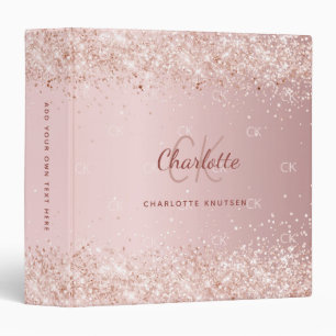 Blush pink rose gold name binder
