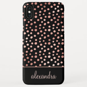 Blush Pink - Rose Gold Polka Dot Pattern Monogram iPhone XS Max Case