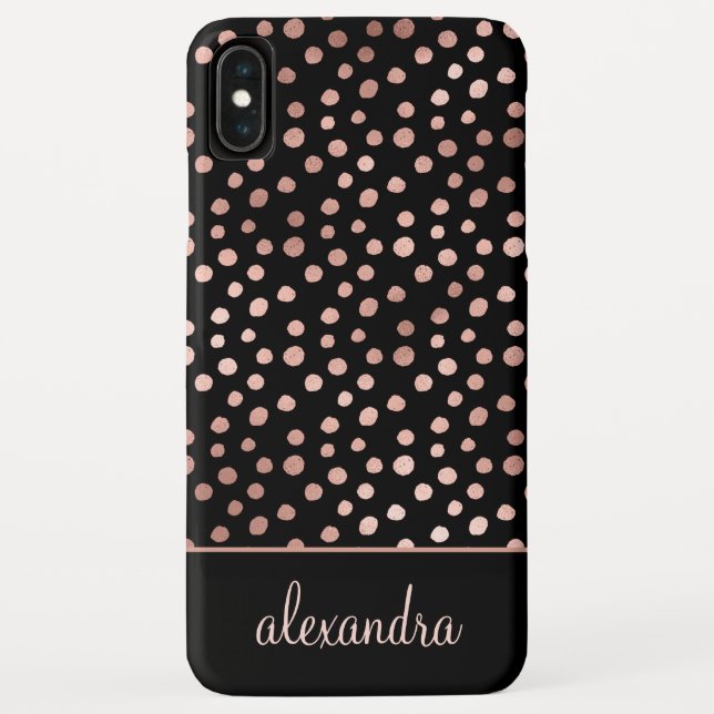 Blush Pink - Rose Gold Polka Dot Pattern Monogram Case-Mate iPhone Case (Back)
