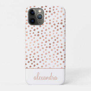 Blush Pink - Rose Gold Polka Dot Pattern Monogram iPhone 11 Pro Case