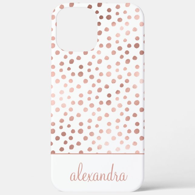 Blush Pink - Rose Gold Polka Dot Pattern Monogram Case-Mate iPhone Case (Back)
