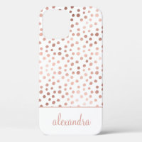 Blush Pink - Rose Gold Polka Dot Pattern Monogram