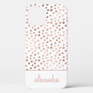 Blush Pink - Rose Gold Polka Dot Pattern Monogram iPhone 12 Case