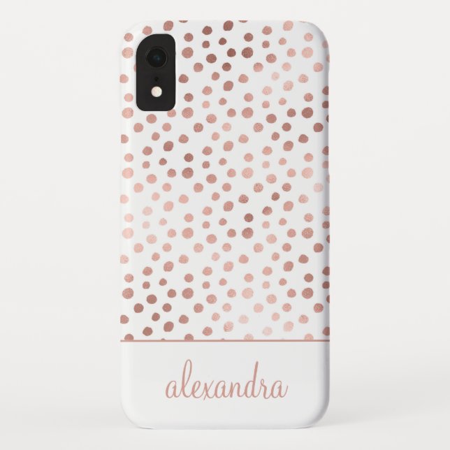 Blush Pink - Rose Gold Polka Dot Pattern Monogram Case-Mate iPhone Case (Back)