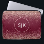Blush Pink Rose Gold Red Burgundy Glitter Monogram Laptop Sleeve<br><div class="desc">Blush Pink - Rose Gold and Burgundy Red Faux Glitter and Sparkle Elegant Monogrammed Initials Case. This case can be customized to include your initial and first name.</div>