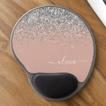 Blush Pink Rose Gold Silver Glitter Monogram Gel Mouse Pad<br><div class="desc">Rose Gold - Blush Pink and Silver Sparkle Glitter Monogram Name and Initial Mousepad (Mouse Pad). This makes the perfect sweet 16 birthday,  wedding,  bridal shower,  anniversary,  baby shower or bachelorette party gift for someone that loves glam luxury and chic styles.</div>