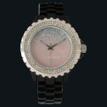 Blush Pink Rose Gold Silver Glitter Monogram Watch<br><div class="desc">Rose Gold - Blush Pink and Silver Sparkle Glitter Script Monogram Name Watch. This makes the perfect graduation,  birthday,  wedding,  bridal shower,  anniversary,  baby shower or bachelorette party gift for someone that loves glam luxury and chic styles.</div>
