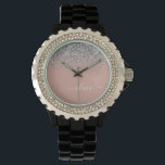 Blush Pink Rose Gold Silver Glitter Monogram Watch<br><div class="desc">Rose Gold - Blush Pink and Silver Sparkle Glitter Script Monogram Name Watch. This makes the perfect graduation,  birthday,  wedding,  bridal shower,  anniversary,  baby shower or bachelorette party gift for someone that loves glam luxury and chic styles.</div>