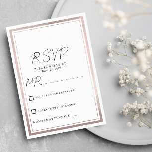 Blush pink rose gold silver glitter wedding RSVP Invitation