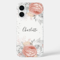 Blush pink rose gold silver white name