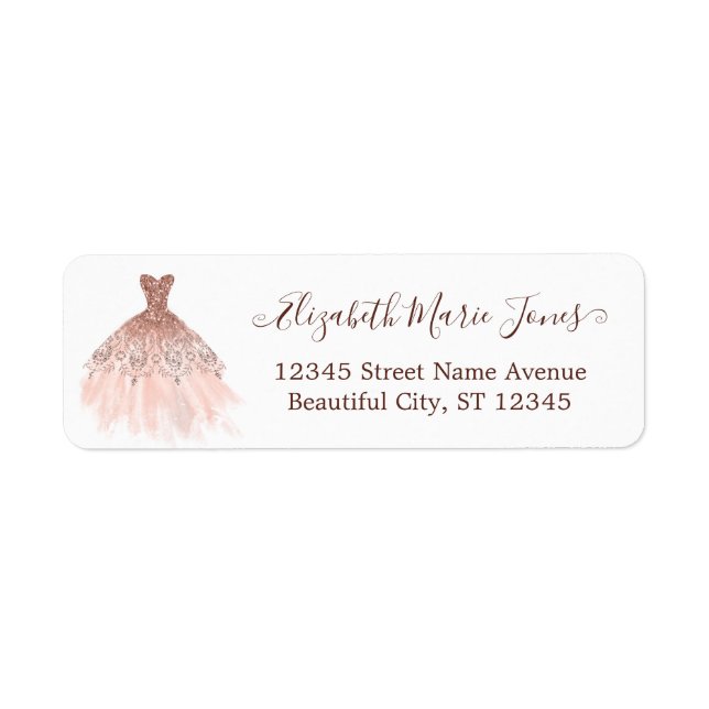 Blush Pink Rose Gold Sparkle Dress Girly Script (Front)