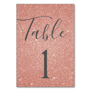 Blush Pink - Rose Gold Sparkle Table Number