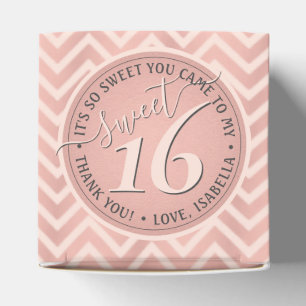 Blush Pink Rose Gold Sweet 16 Birthday Chevron Favor Box