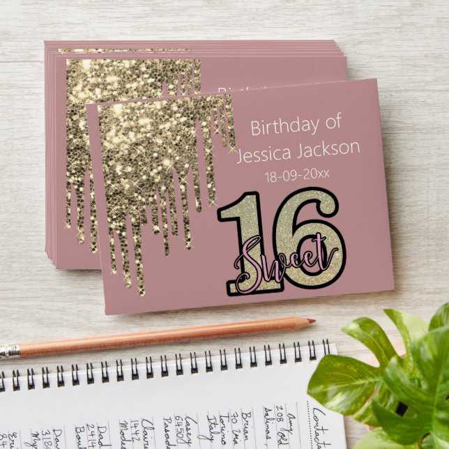 Blush Pink  Rose Gold Sweet Sixteen Envelope (Stacked)